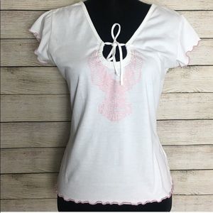 Harley-Davidson White and Pink Short Sleeve Tee